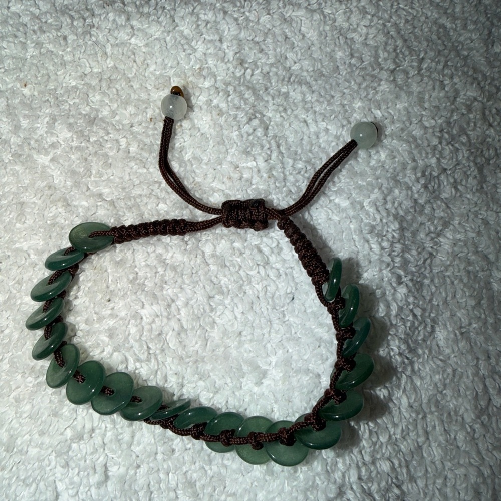 Handwoven Green Jadeite Bracelet Unisex Men Women Luck Safety Amulet Charms